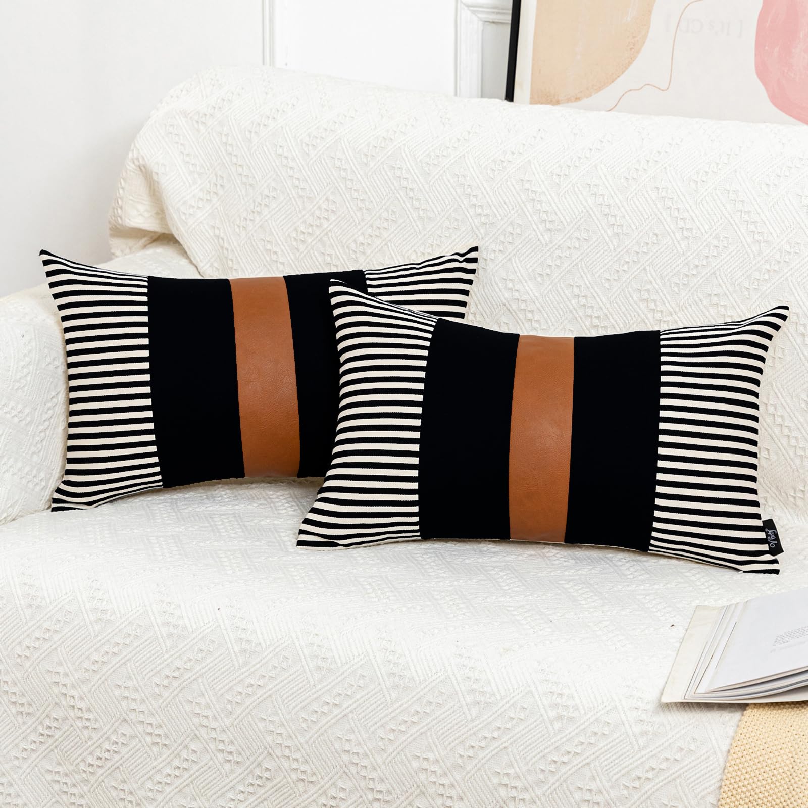 Amazon.com: Vfuty Brown and Black Decorative Pillow Cover Set of 2